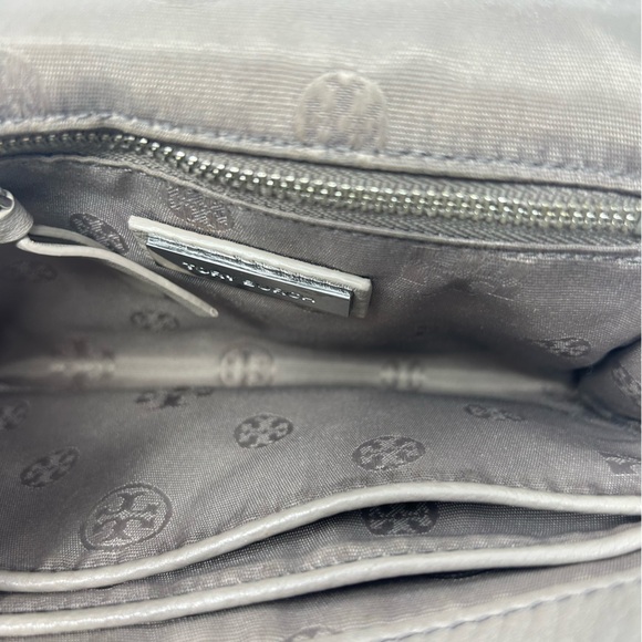 Tory Burch Britten Combo Crossbody Shoulder Bag Taupe Leather Silver‎ Hardware - Picture 11 of 14